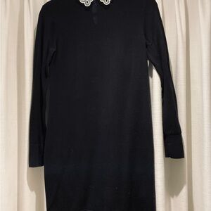 Black Long Sleeve Dress with White Collar